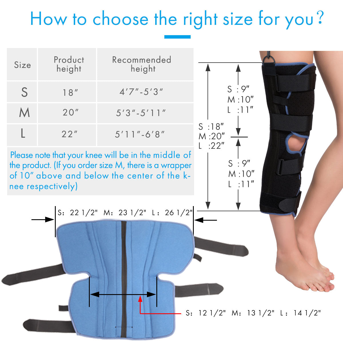 VP1201 VELPEAU Knee Immobilizer Single-panel - VELPEAU