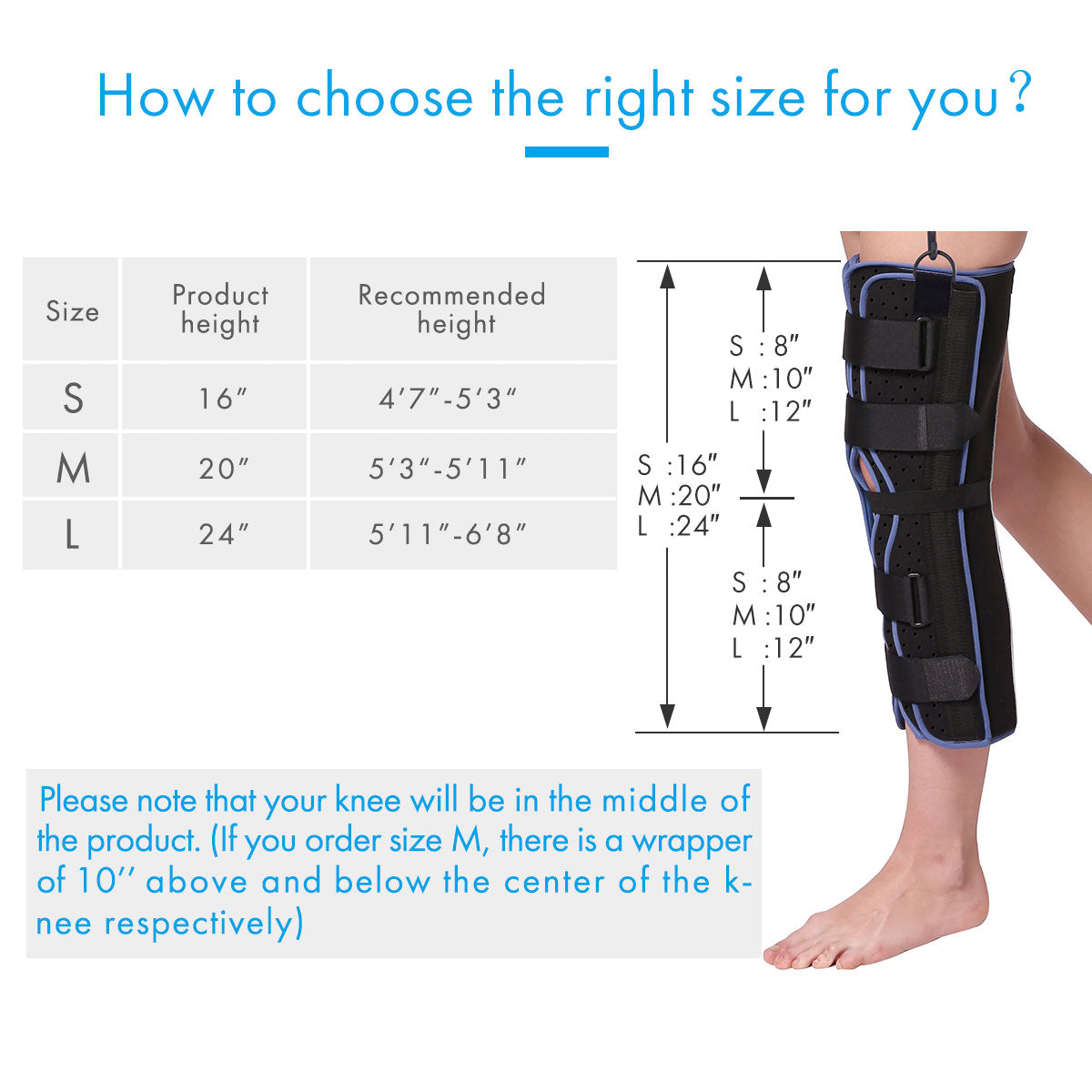 VP1202 VELPEAU Tri-Panel Knee Immobilizer Brace - VELPEAU