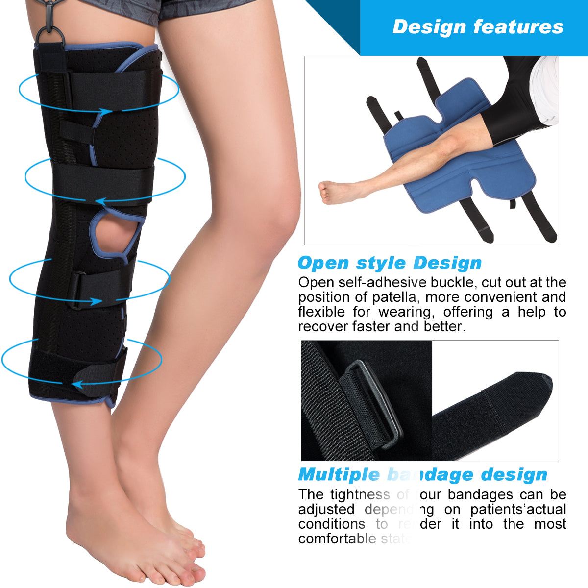 VP1201 VELPEAU Knee Immobilizer Single-panel