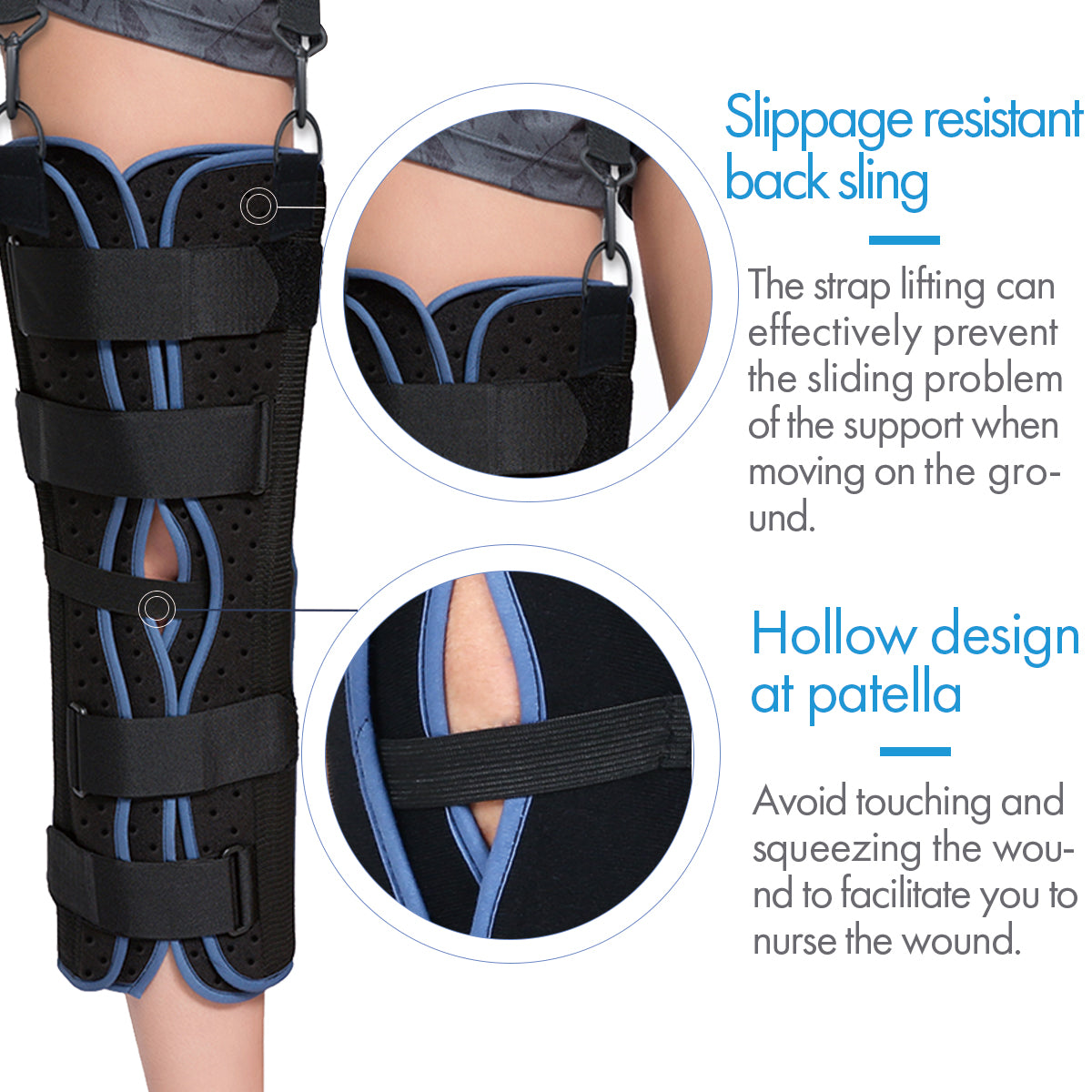 VP1202 VELPEAU Tri-Panel Knee Immobilizer Brace - VELPEAU
